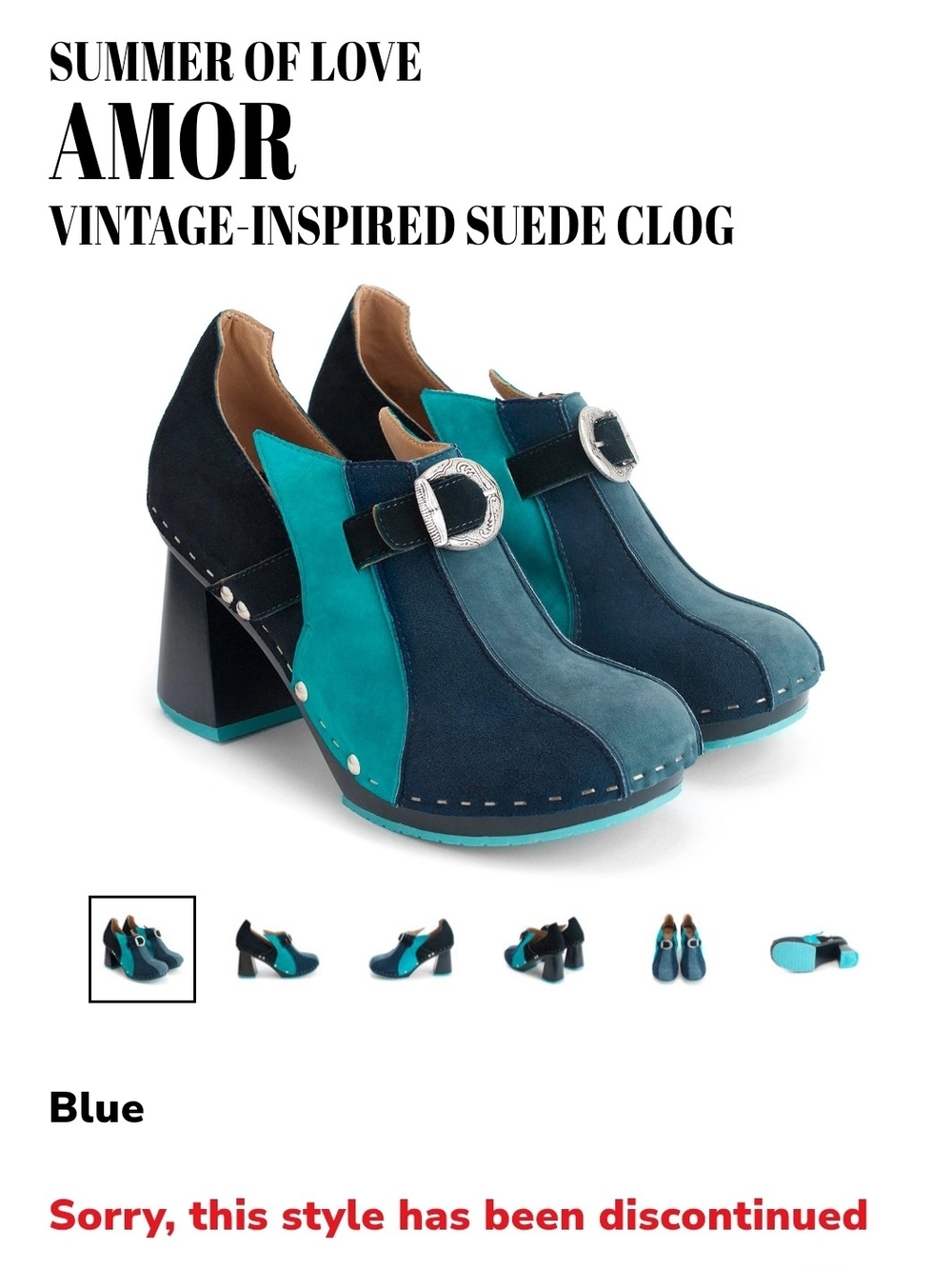 Fluevog Amor Vintage-Inspired Suede Clog in Blue